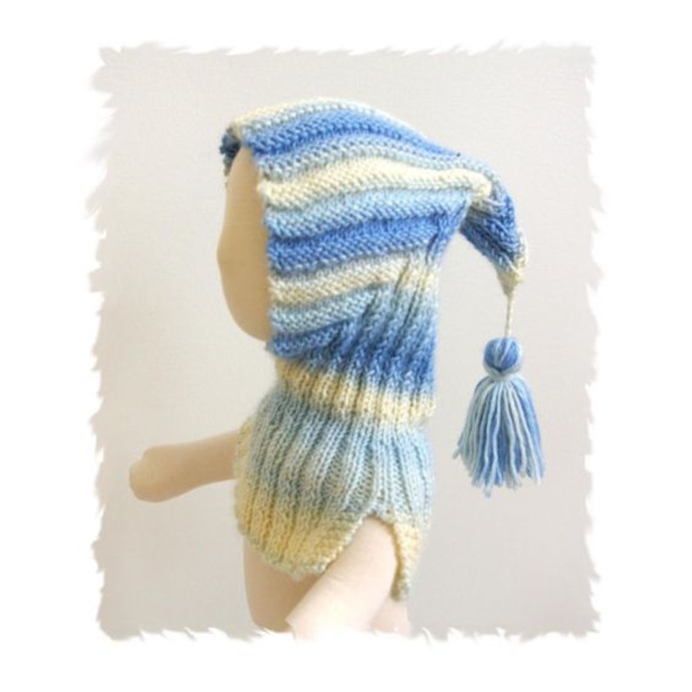 Blue & White Fairytale Balaclava Collared Hat/Hood